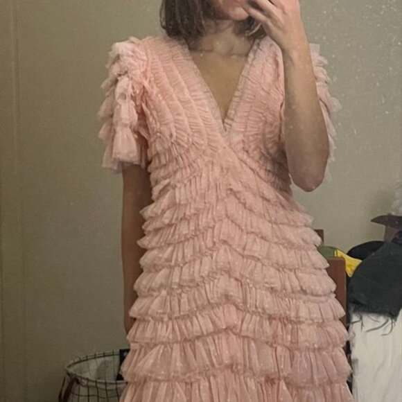 NWT Willow Ruffle V-Neck Gown in pink - Picture 3 of 3